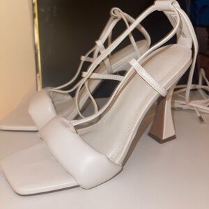 ASOS Design White Tie Leg Heel